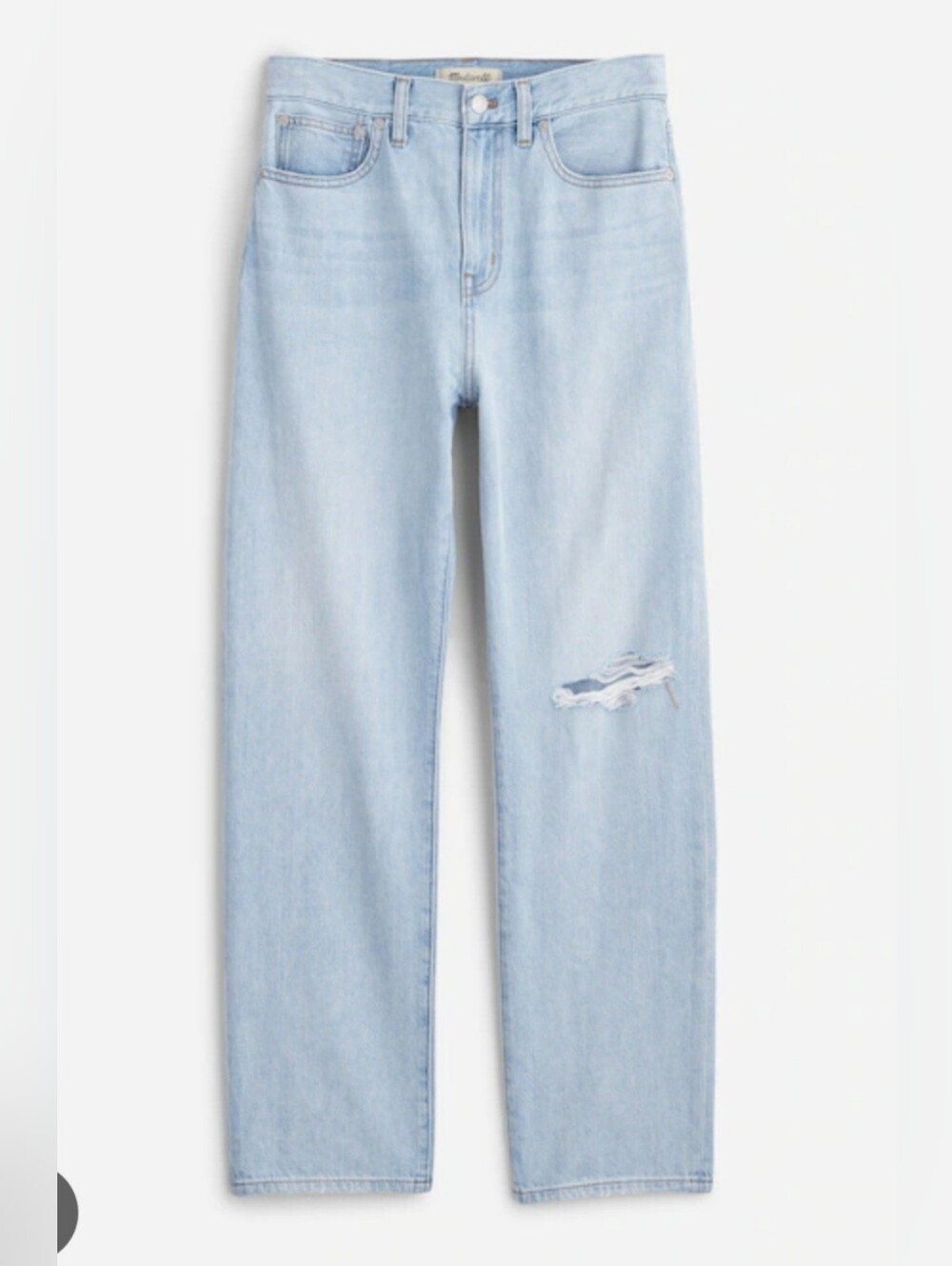 Madewell Straight Crop Jeans in Light Wash Distressed Blue - Size 27P